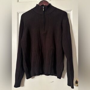 NWT ICELANDIC DESIGN Black 3/4 Mock Turtleneck 100% Cotton Ribbed HIP ZIP XXL